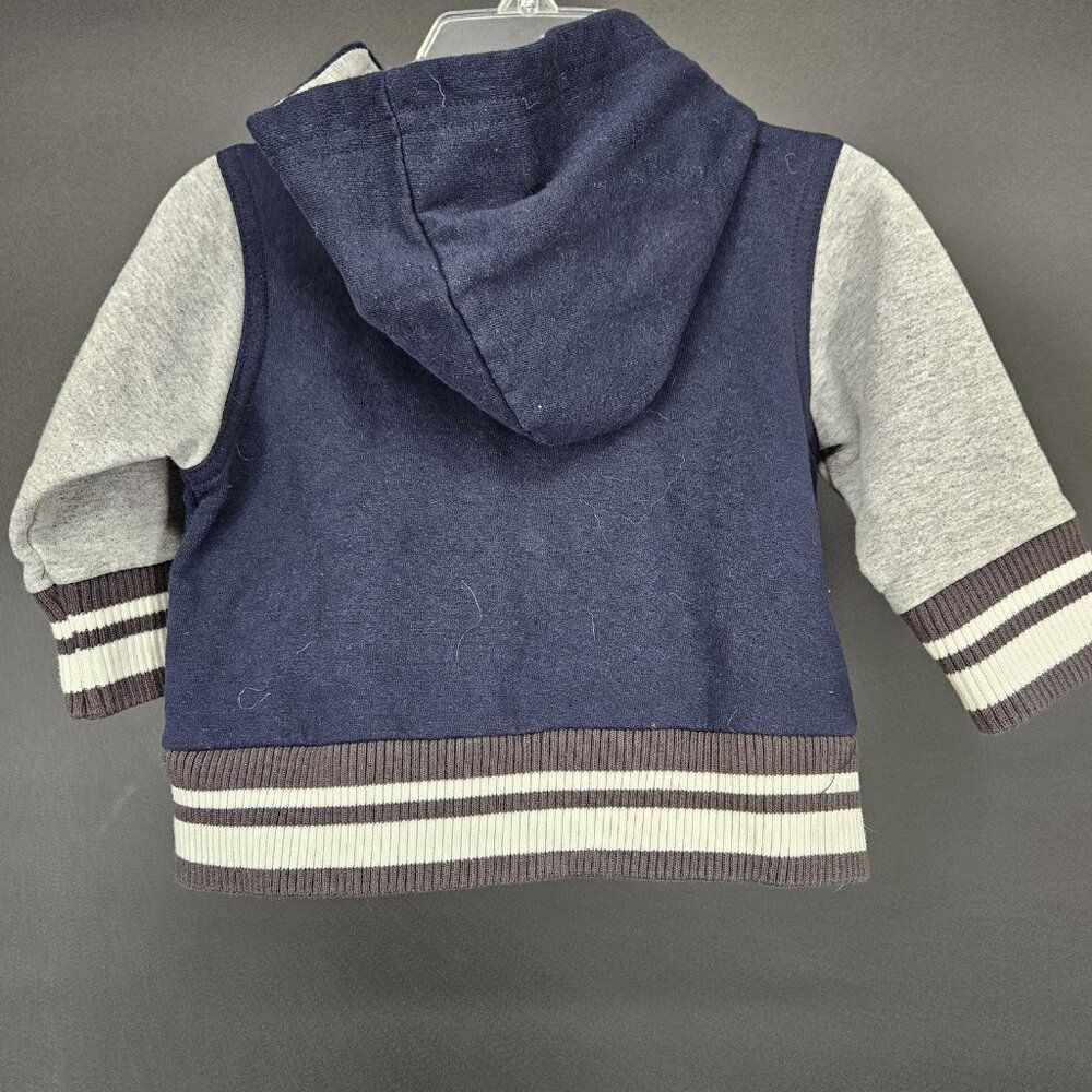 Michigan Wolverines Jacket Infant 6M Hooded Snap Button NCAA Letterman Blue Gray - Picture 4 of 6